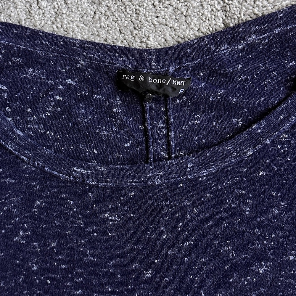 Rag & Bone/Knit Scoop Neck Lightweight, Dk Blue Marled Low-High, Side Split, S - Picture 5 of 11